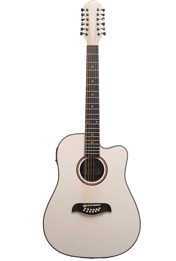 Oscar Schmidt Dreadnought 12 String Acoustic Electric Guitar - White - OD312CEWH
