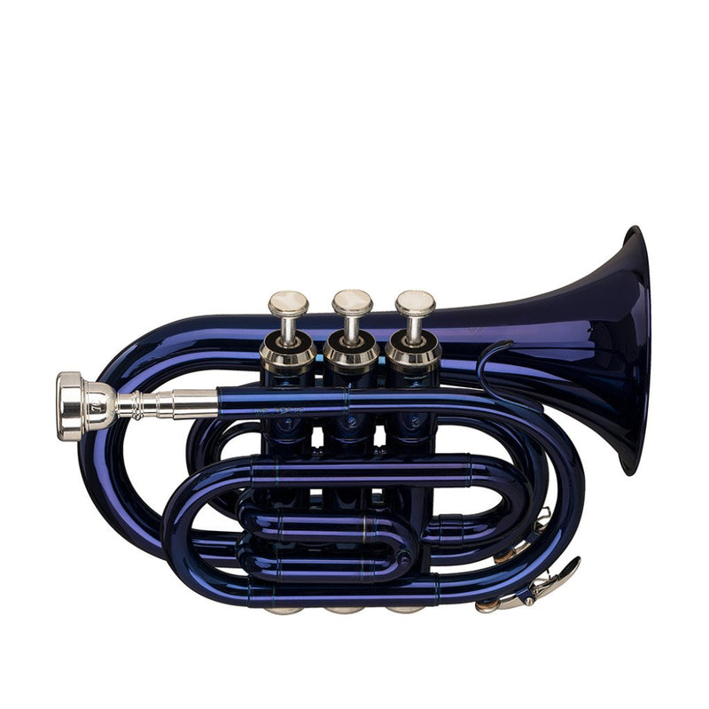 Stagg Bb Pocket Trumpet with Brass Body - Blue - WS-TR246S