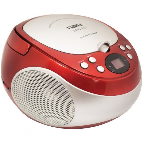 Naxa Portable CD Player with AM/FM Radio (Red) - NPB251RD