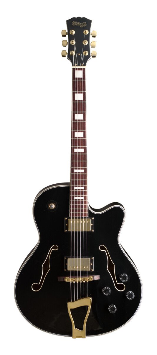 Stagg "Jazz"-style Semi-acoustic Electric Guitar - Black - A300-BK