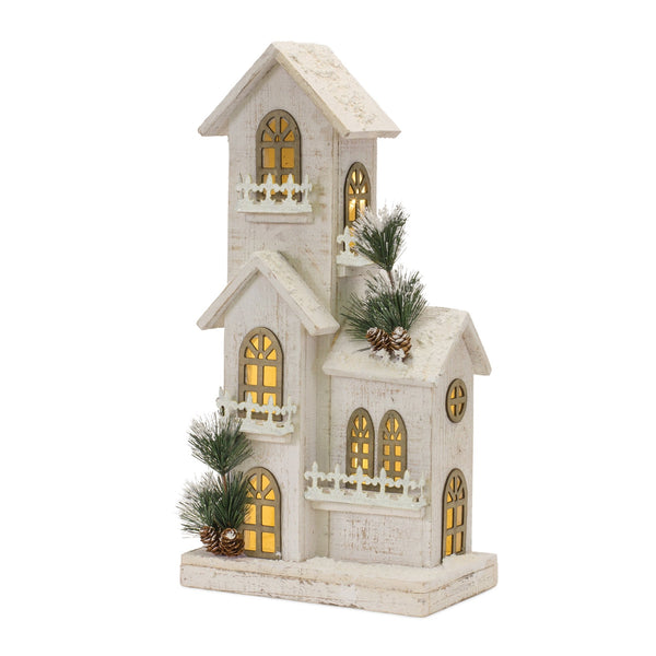 LED Lighted Winter House Display 21"H
