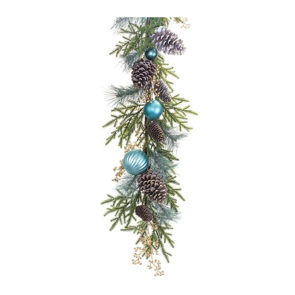 Decorated Holiday Pine Garland 6'L