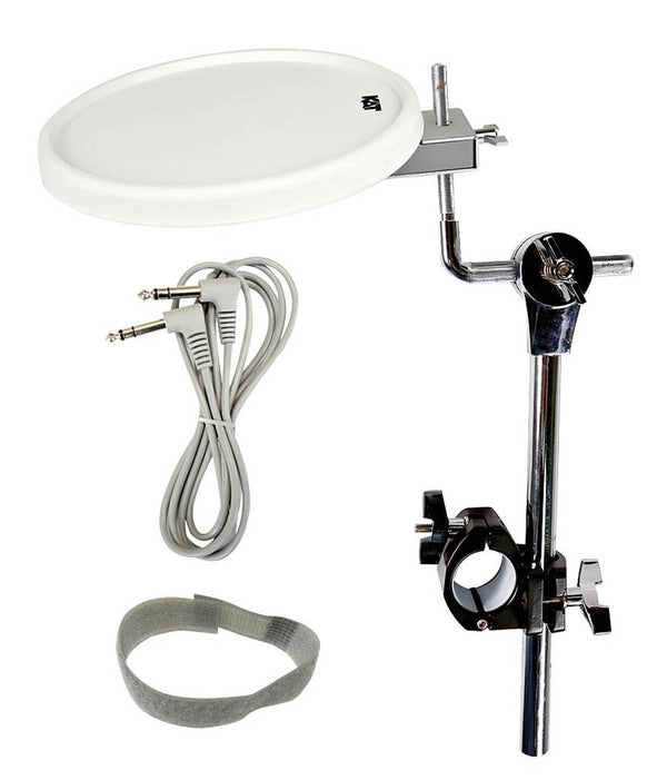 KAT Percussion 9" White Dual Pad w/ Tom Arm, Clamp and 8-Foot Cable - KT4-9PTAC