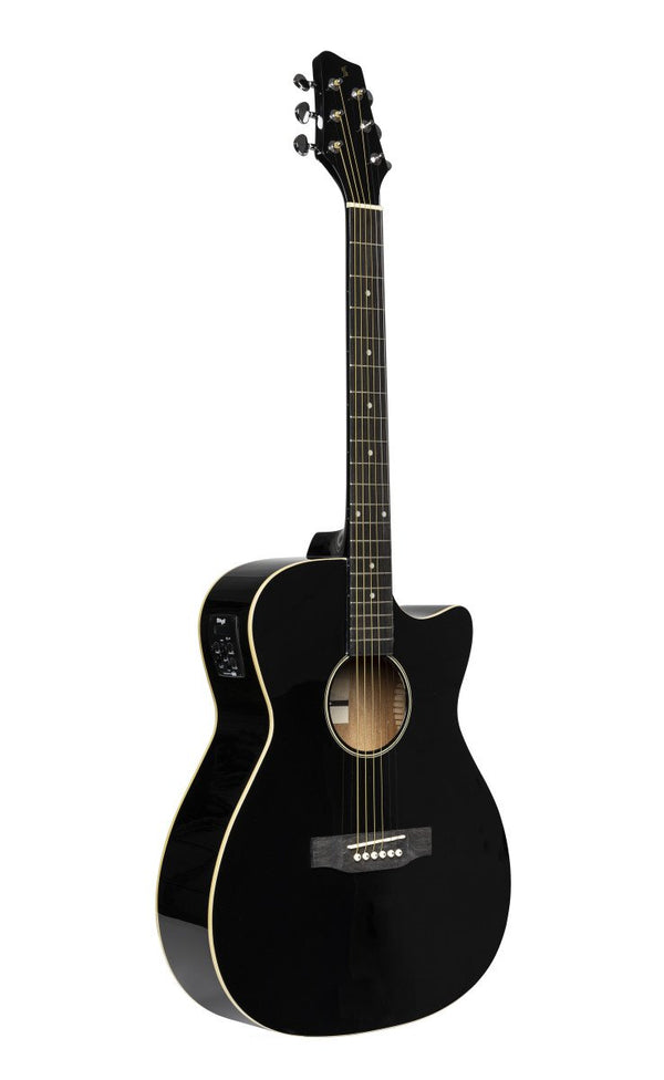 Stagg Cutaway Acoustic Electric Auditorium Guitar - Black - SA35 ACE-BK