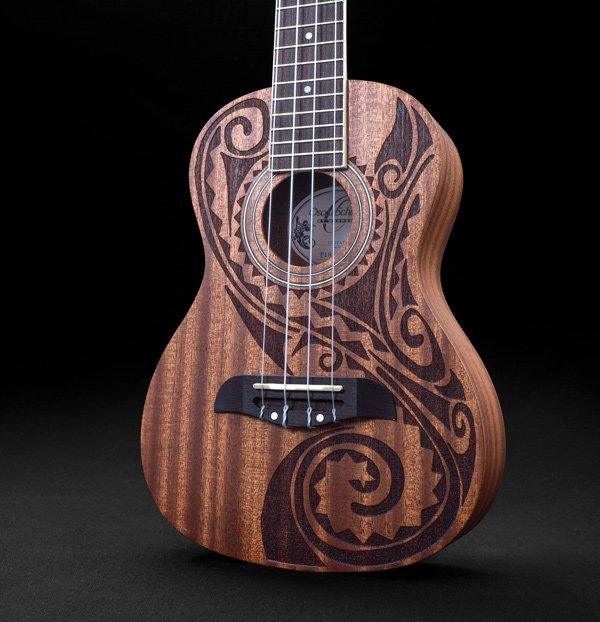 Oscar Schmidt Maori Baritone Ukulele - Laser Etched Design - OU52TAT