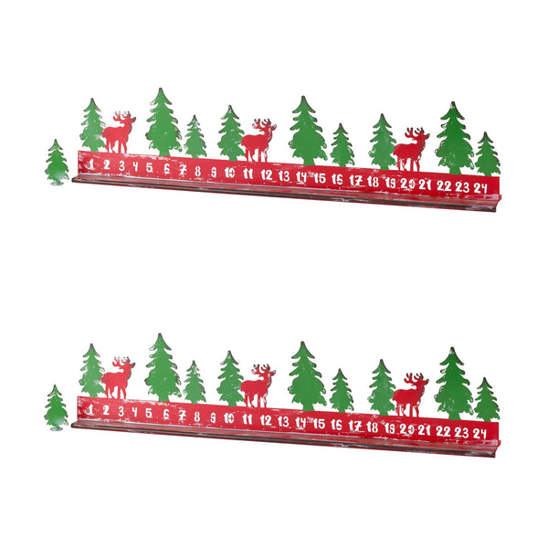 Rustic Metal Christmas Countdown with Woodland Deer Accents (Set of 2)