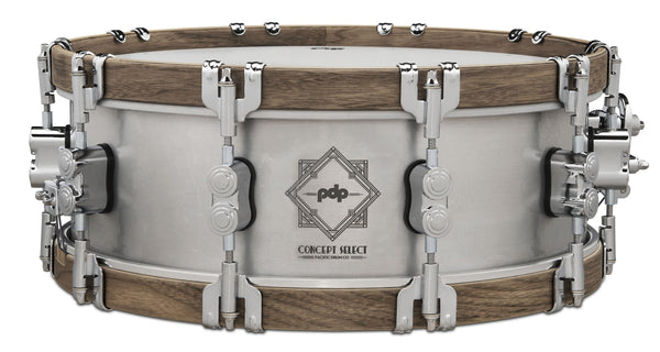 PDP 5x14 Concept Select Snare Drum w/ 3mm Aluminum/Walnut Wood Hoops