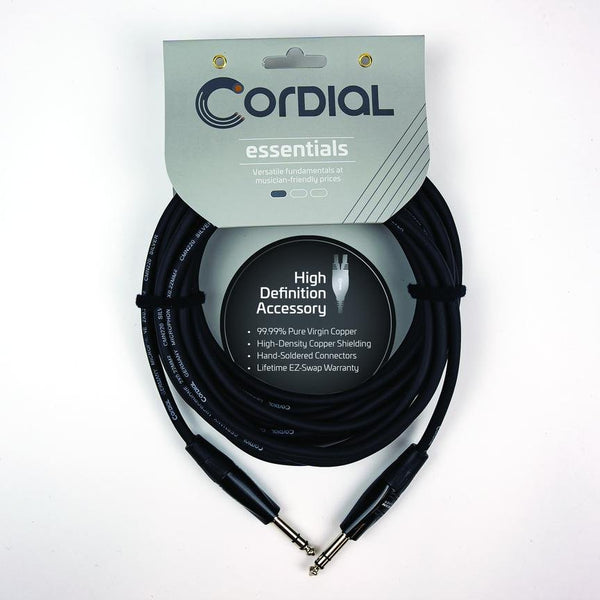 Cordial 20' Balanced Mic/Line - 1/4" TRS to 1/4" TRS - CIM6VV