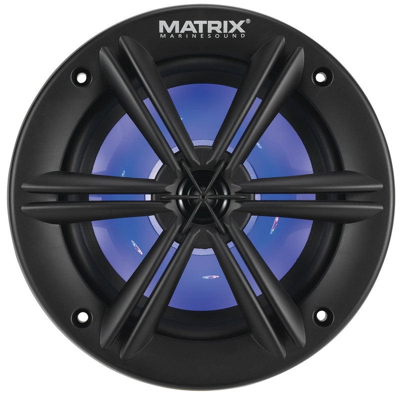 Matrix MRX600B 6.5-in 200W 2-Way Marine Speaker System w/ RGB LED Lighted Cones