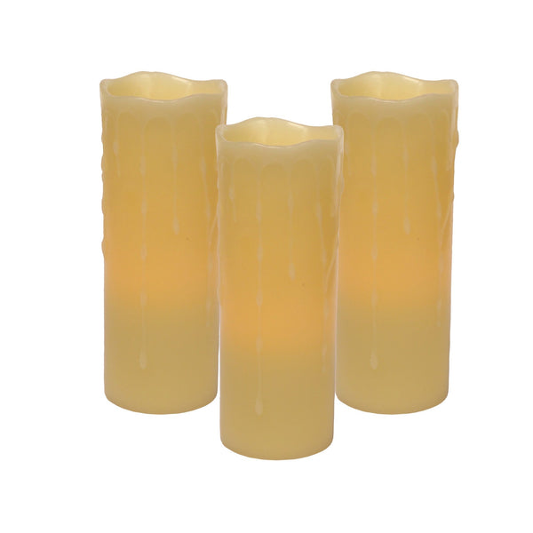 LED Dripping Wax Pillar Candles with Remote (Set of 3)