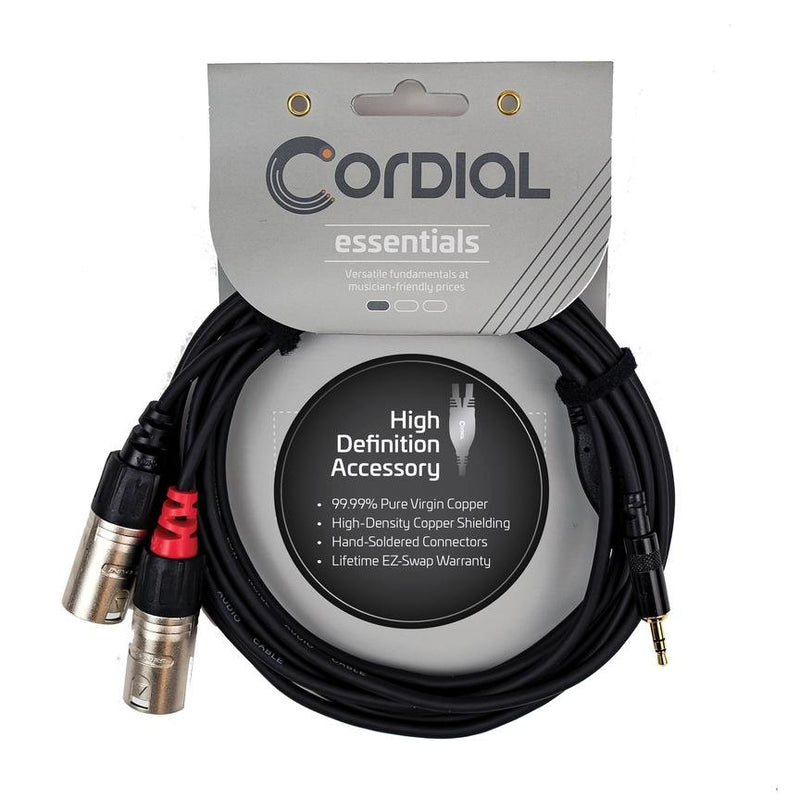 Cordial Cables 10' Y Adapter - Stereo 1/8" TRS to Male XLR - CFY3WMM-LONG