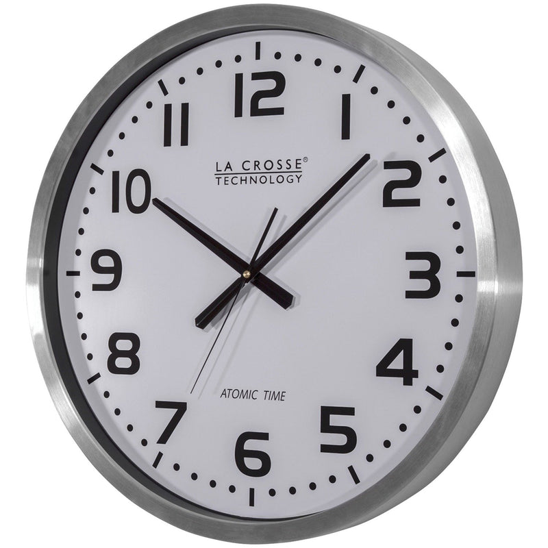 La Crosse 20" Brushed Aluminum Atomic Wall Clock - 404-1220