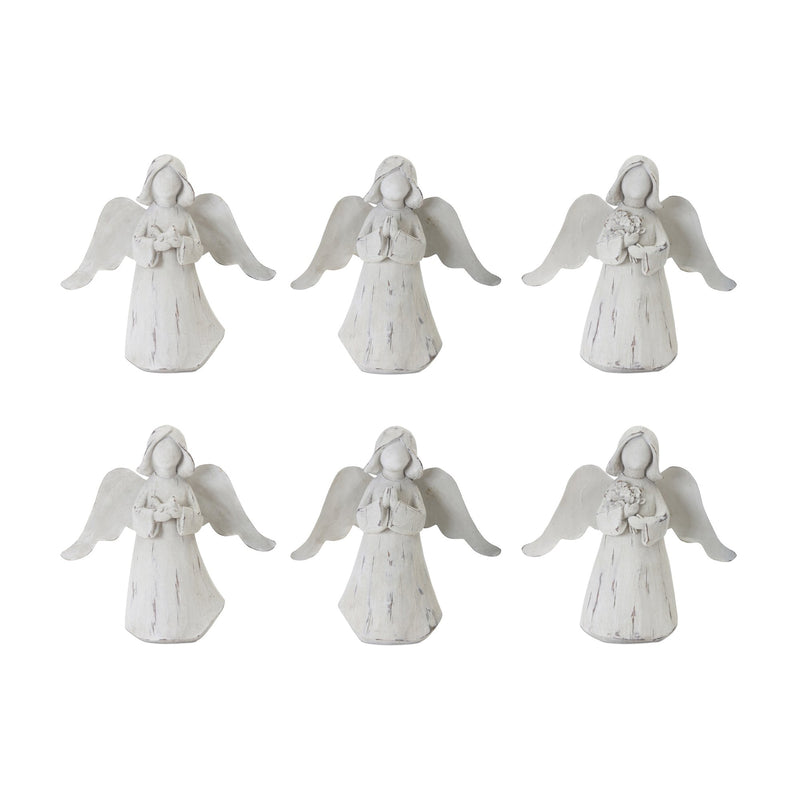 Praying Angel Figurine with Metal Wings (Set of 6)