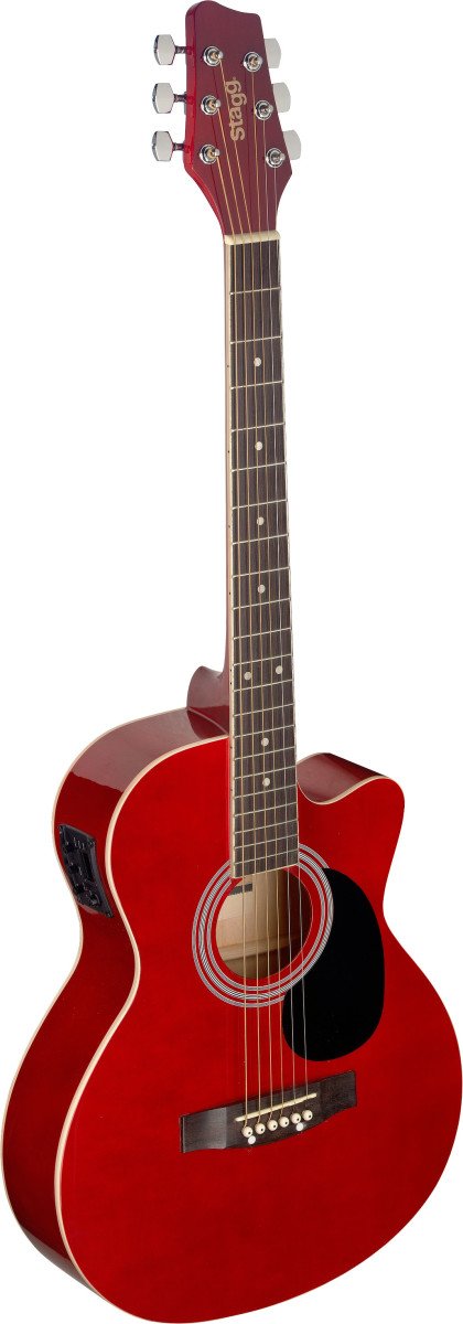 Stagg Auditorium Cutaway Acoustic Electric Guitar - Red - SA20ACE RED