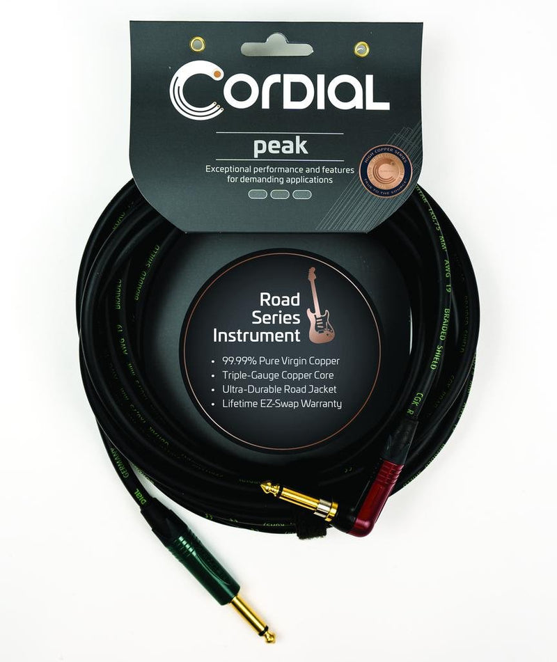 Cordial 30' Instrument Cable - 1/4″ Straight to Right Angle - CRI9RP-SILENT