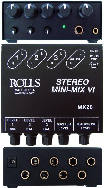 Rolls Stereo MINI-MIX VI Three-Channel True Stereo Line Mixer - New Open Box