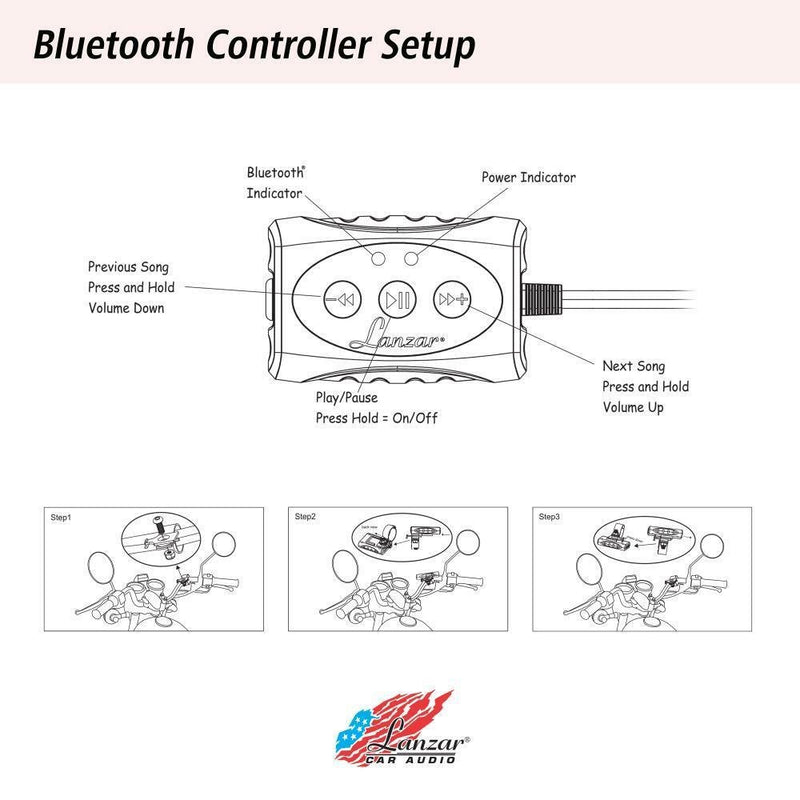 Lanzar OPTIMC91BT OptiDrive 700W Motorcycle Bluetooth Weatherproof Sound System