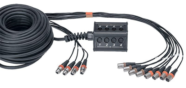 Cordial 8-In/4-Out XLR Connectors 50' Multi-Pair Snake w/ Stage Box - CYB8-4C15