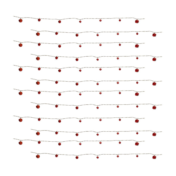 Red Sleigh Bell Twine Strand (Set of 12)
