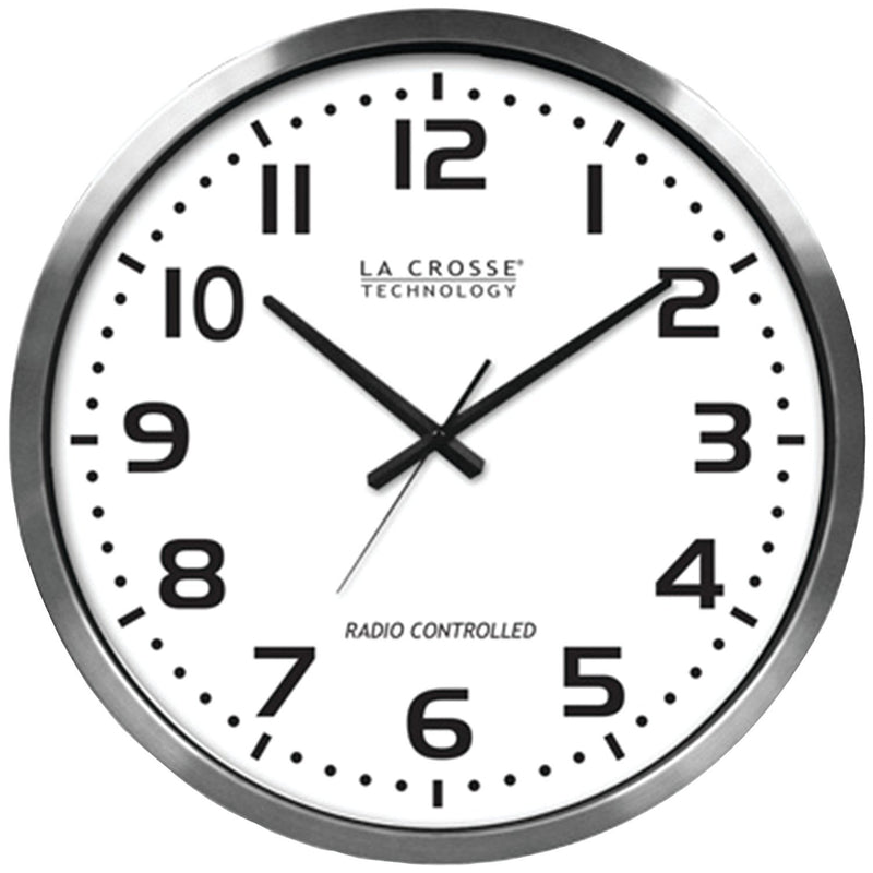 La Crosse 20" Brushed Aluminum Atomic Wall Clock - 404-1220