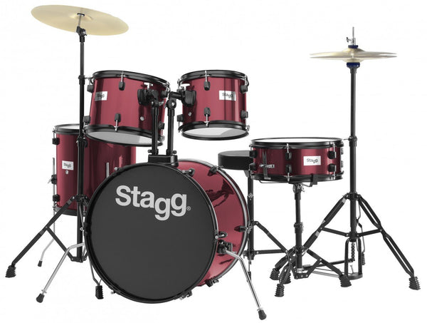 Stagg 5 Piece Full Acoustic Drum Set 10/12/14/14/20 w/ Hardware & Cymbals