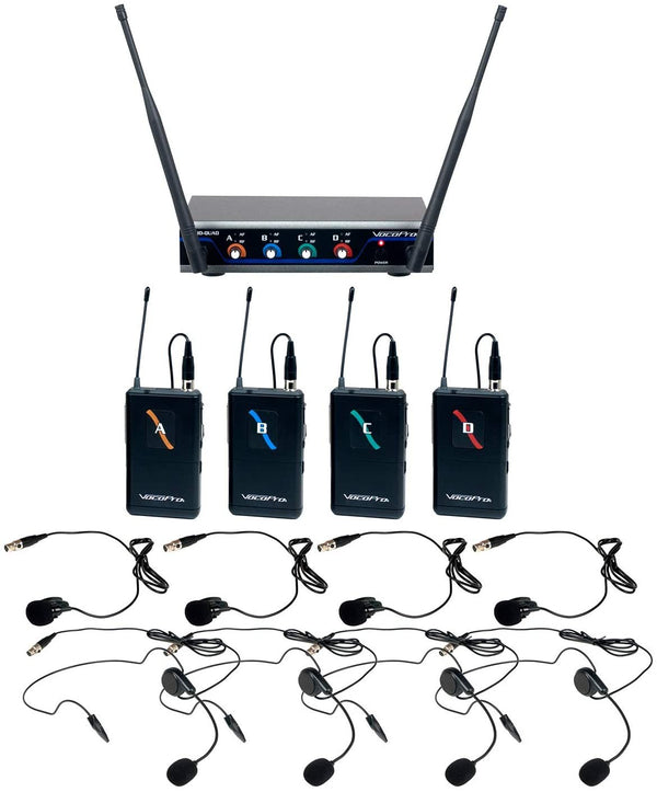 VocoPro 4 Channel Wireless Headset & Lapel Microphone System - Digital-QUAD-B3