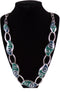 Necklace Statement Chunky Very Long Chain w/ Enamel Accents 24" Heavy