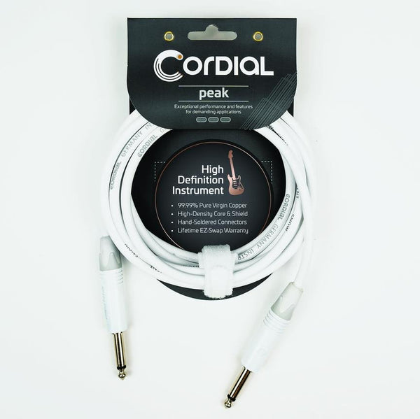 Cordial 10' Instrument Cable - 1/4″ TS to 1/4″ TS - Snow White - CXI3PP-SNOW