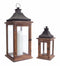 Natural Wood and Iron Lantern (Set of 2)