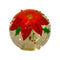 LED Mercury Glass Lighted Orb with Beaded Poinsetta Design (Set of 3)