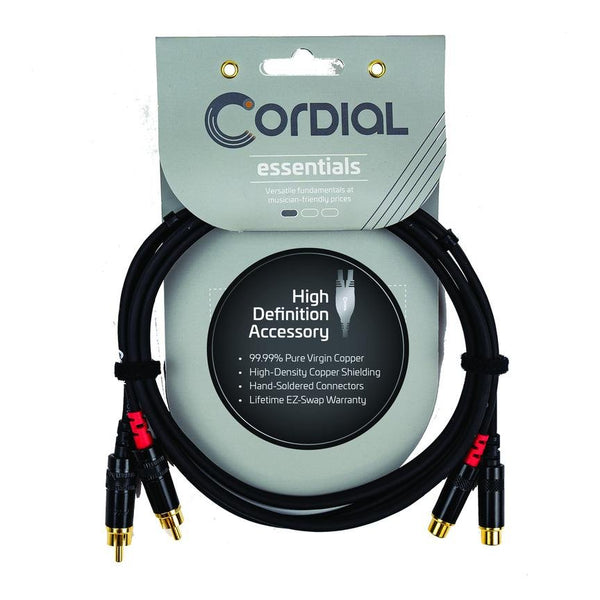 Cordial 10' Unbalanced Twin Cable Adapter - RCA Male to RCA Female - CFU3CE