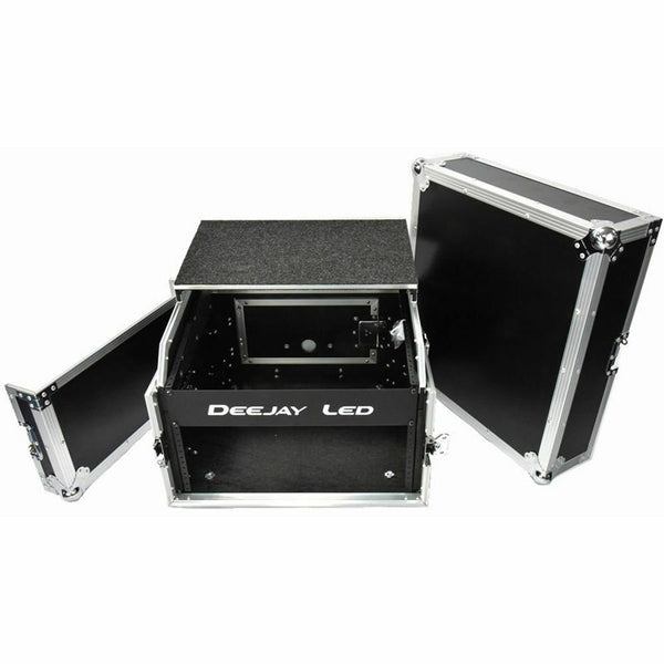 DeeJay LED Slant Rack Drive Tour Case (2 RU for Amplifier, 10 RU for Mixer)