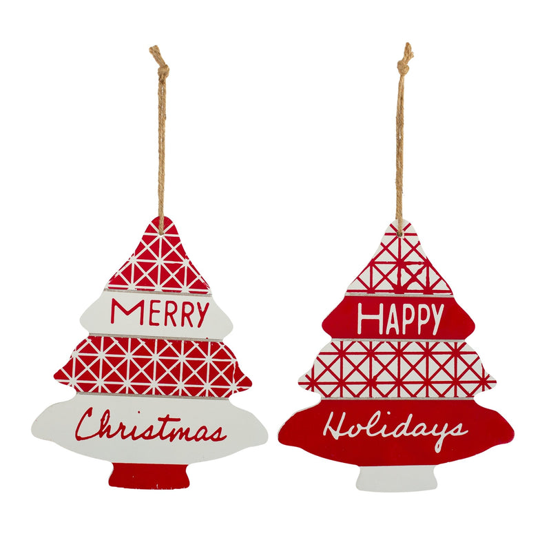 Wood Sentiment Tree Ornament (Set of 12)