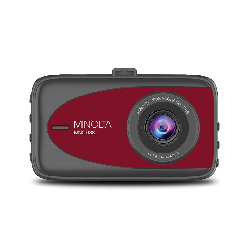 Minolta 1080p Full HD Dash Camera with 3-Inch LCD Screen (Red) MNCD38-R