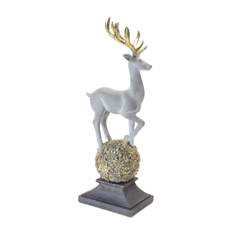 Winter Deer Figurine on Orb 14"H