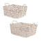 Woven Bamboo Basket Tray with Handles (Set of 2)