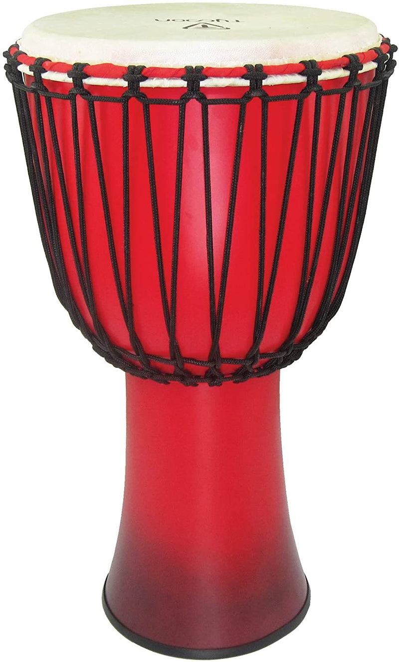 Tycoon Percussion Rope Tuned 12″ Fiberglass Djembe - Red Sunburst Finish