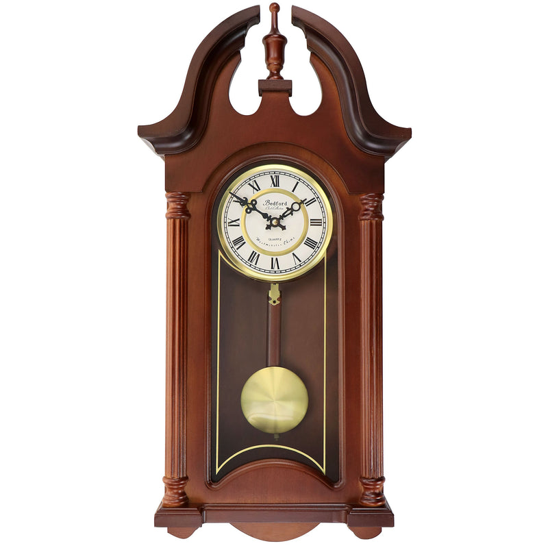 Bedford Clock  Delphine 27 Inch Mahogany Chiming Pendulum Wall Clock