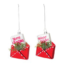 Glittered Glass Santa Letter Ornament (Set of 12)