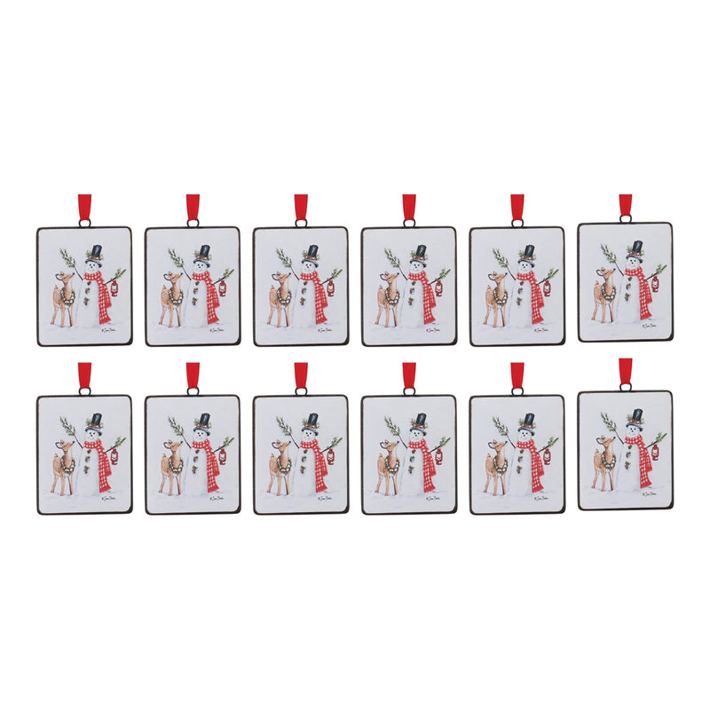 Snowman and Deer Ornament (Set of 12)