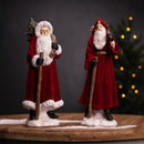 Flocked Santa Figurine with Hood and Staff (Set of 2)