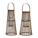 Woven Bamboo Lantern Candle Holder (Set of 2)