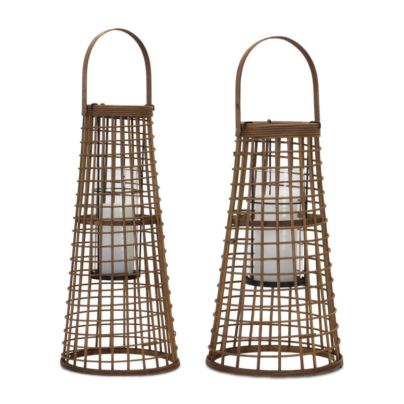 Woven Bamboo Lantern Candle Holder (Set of 2)