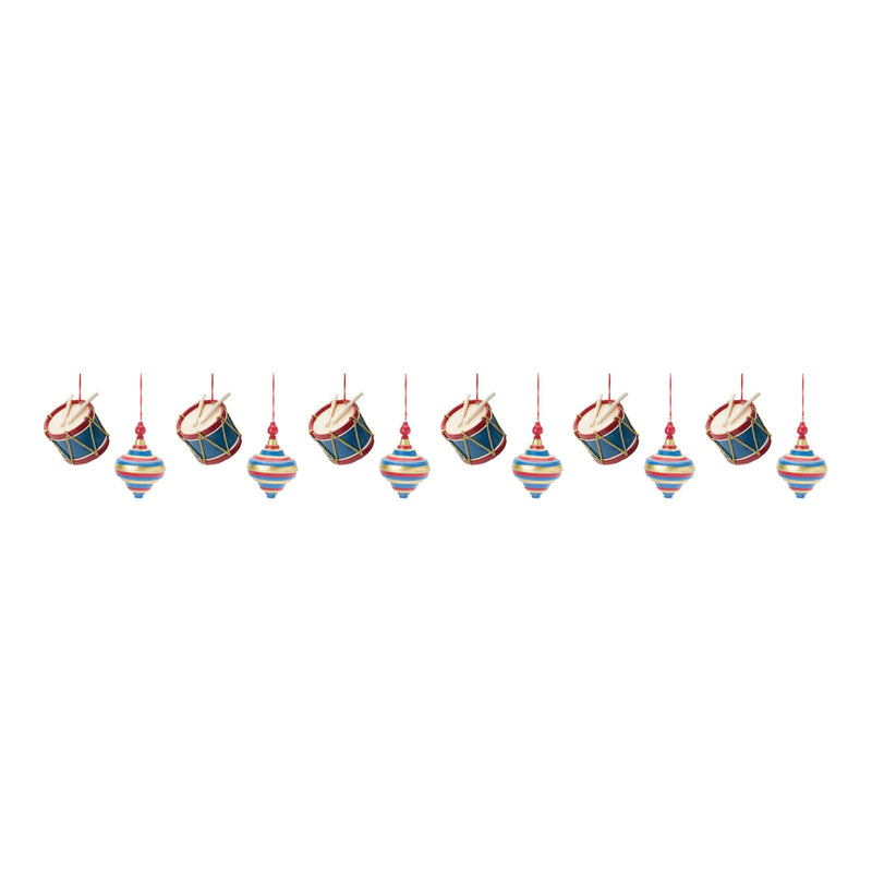 Toy Drum and Top Spinner Ornament (Set of 12)