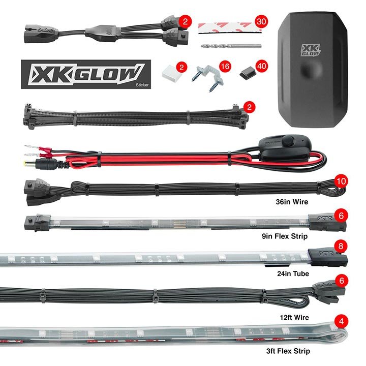 XKGlow Pro LED Interior/Underglow/Wheel Accent Kit Bluetooth Control KS-CAR-PRO