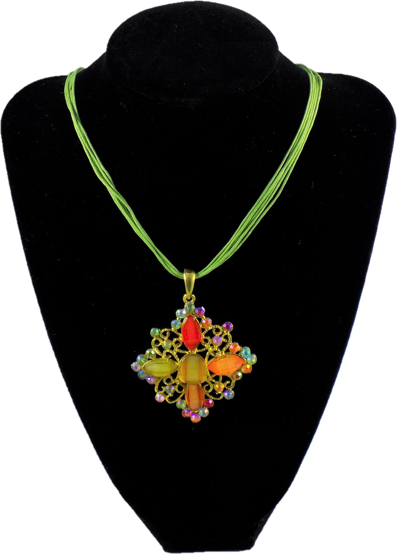 Necklace Vintage Style Pendant Rhinestone Crystal Multicolor - 18"