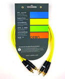 Cordial 5' DJ Dual - Stereo RCA to RCA - Neon Yellow - CEONDJRCA1.5Y