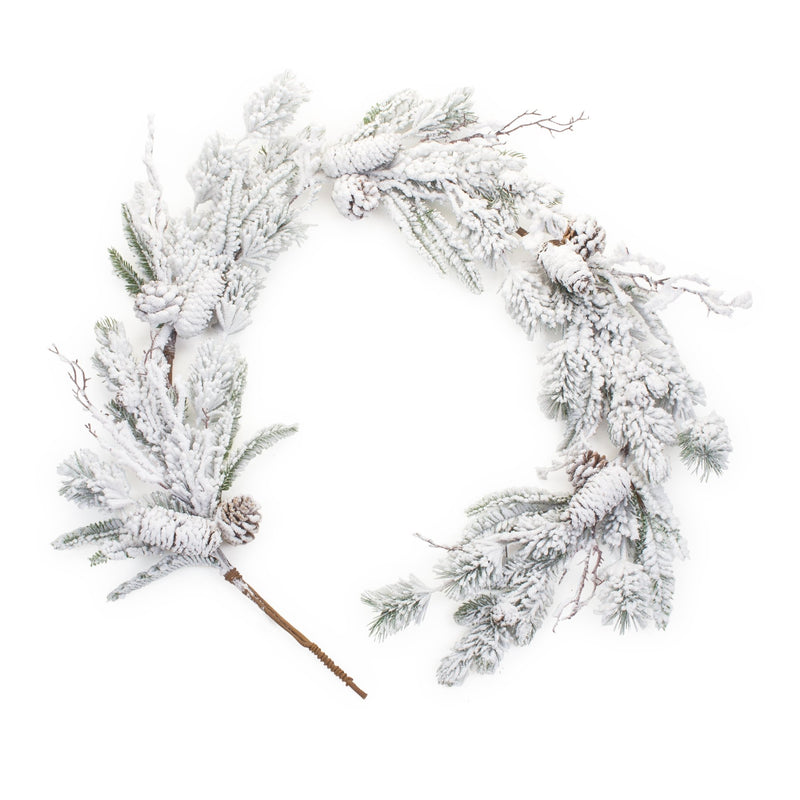 Flocked Mixed Pine Wreath with Pinecone and Twig (Set of 2)