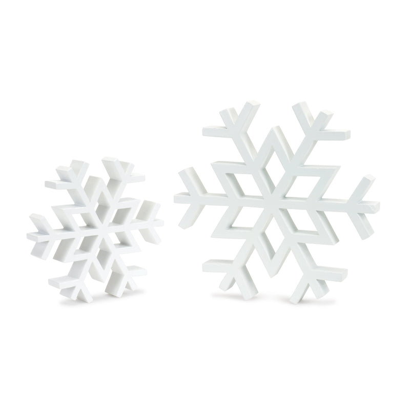 Traditional White Wood Cut Out Snowflake Décor (Set of 12)