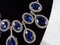 Statement Necklace Bib w/ Dark Blue Crystals & Rhinestones - Cocktail Wedding - 19" Elegant